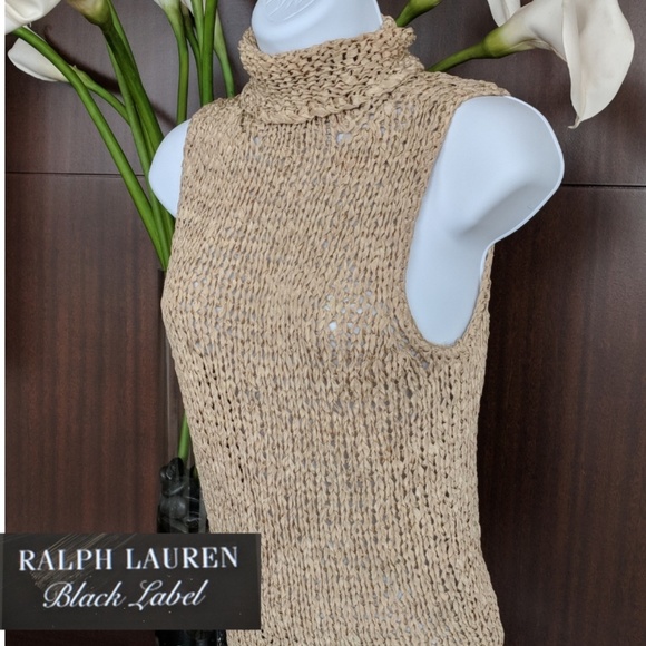 Sexy RALPH LAUREN nude open knit sleeveless top  S - Picture 8 of 8